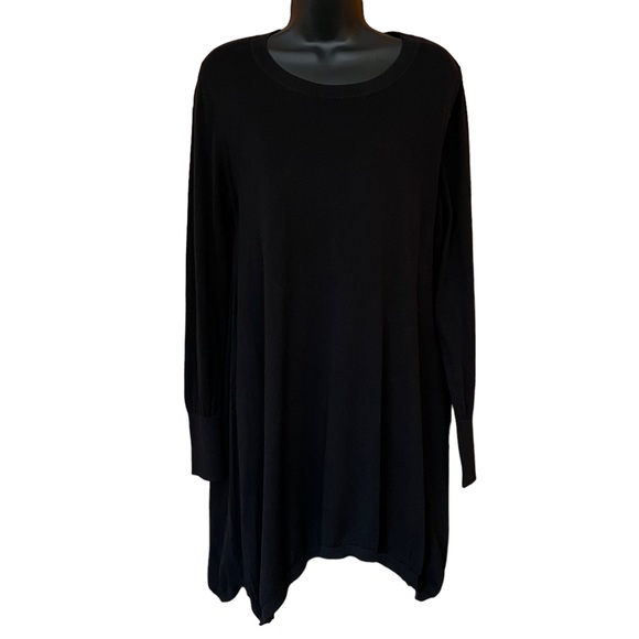 august silk Dresses & Skirts - August Silk Black Scoop Neck Long Sleeve Knit Sweater Dress Women's XL